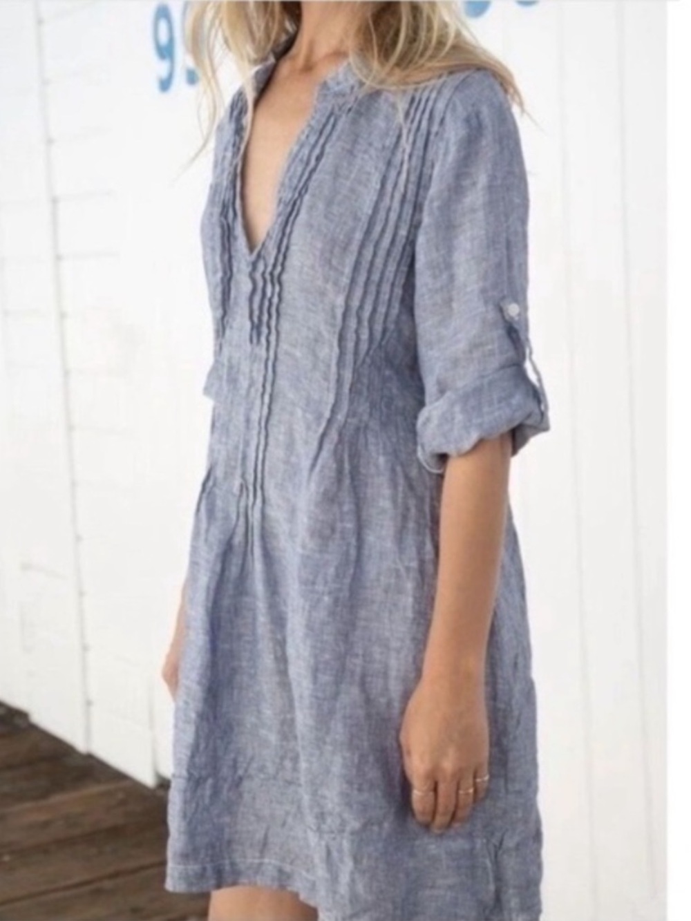 CP Shades 100% Linen Pleated Tunic Dress Sz XS